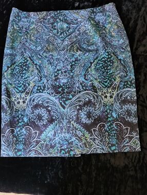 Chico's Blue Paisley Print Pencil Skirt